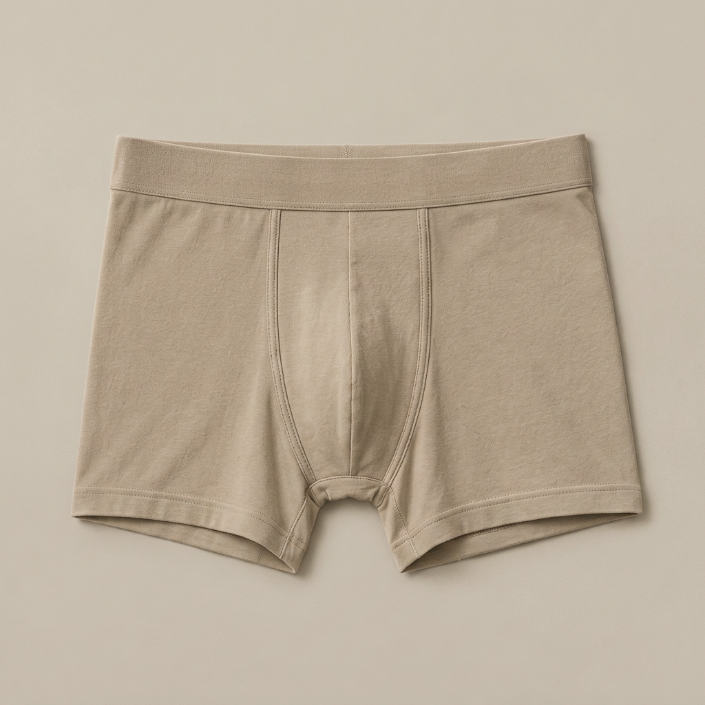 Beige organic cotton boxer brief without branding