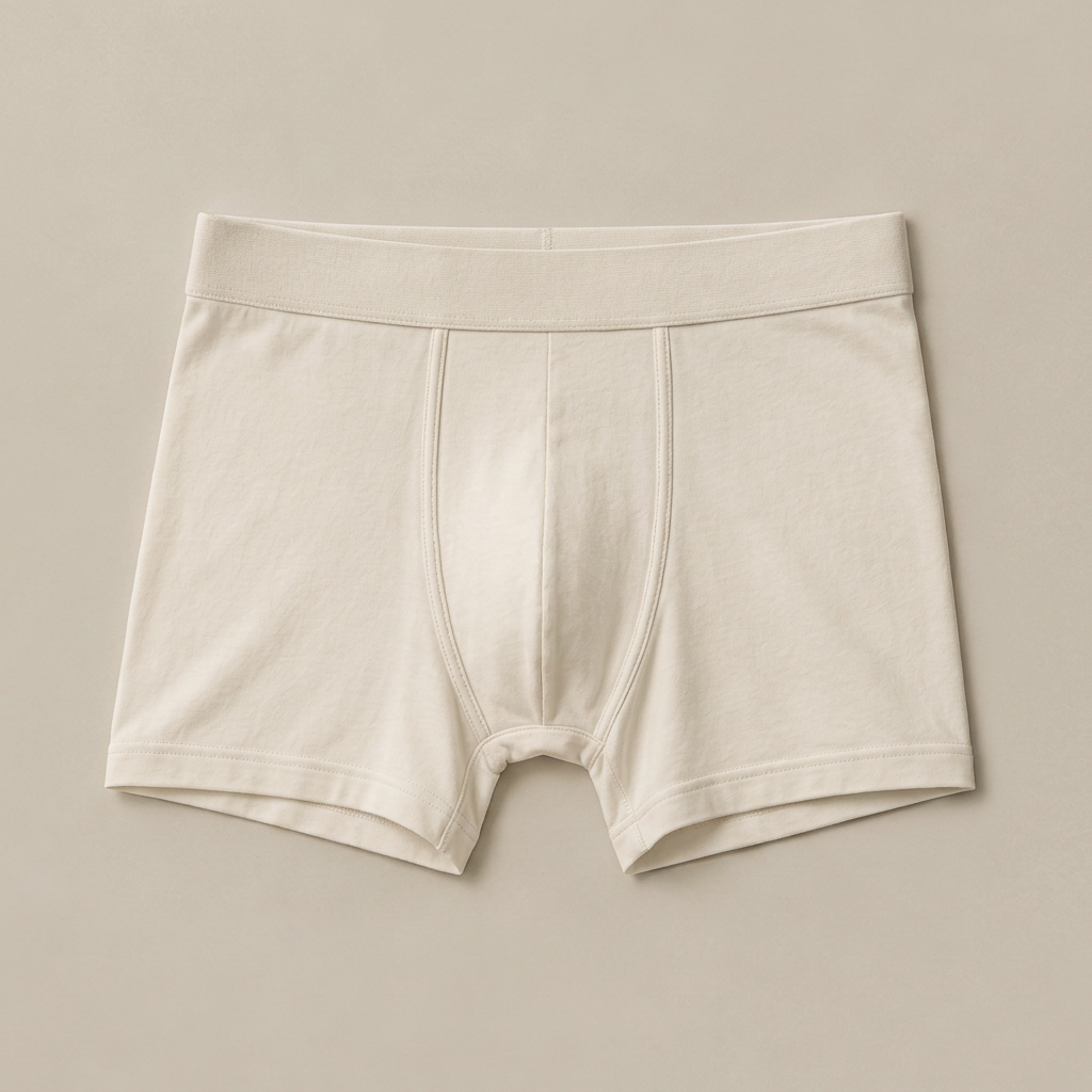 Off-white organic cotton boxer brief without branding